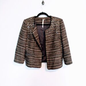Bellatrix black tweed blazer with bedazzled beaded detail around the shoulders,